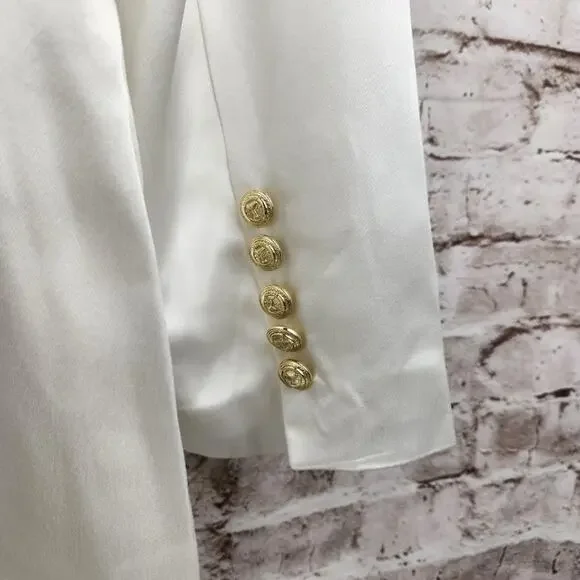 Retrofete Saige Double Breasted Blazer in Ivory Size XL NWT Satin Gold Button - Picture 10 of 14